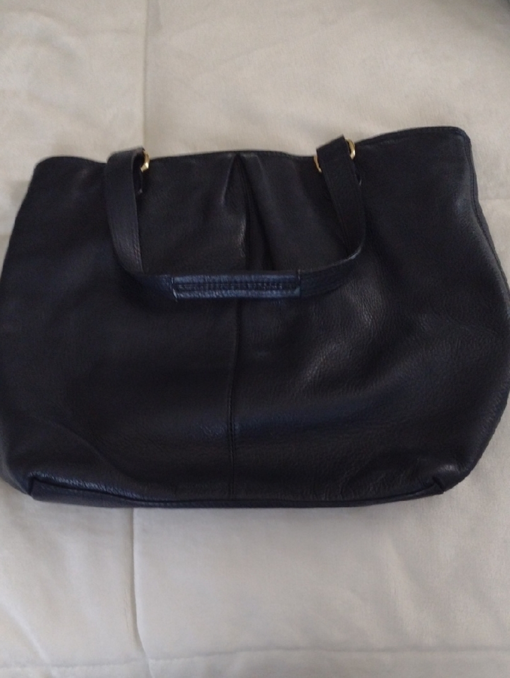 Brooks Brothers Black Leather Tote with Gold Hardware